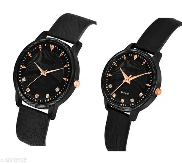 Analog Watch for Couple (Multicolor, Pack of 2)