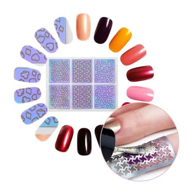 Artificial Nails (200 Pcs) with Nail Art Stickers (4 Pcs) & Glue (2 Pcs) (Transparent, Combo of 3)