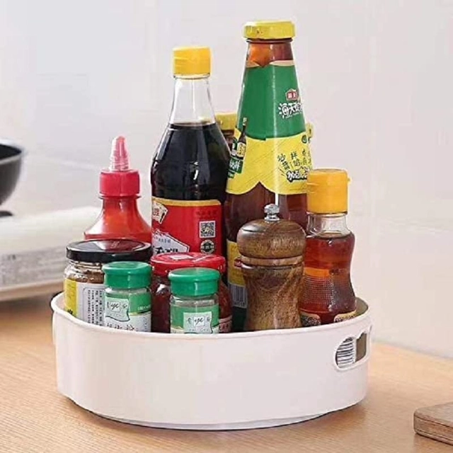 Plastic 360° Rotating Multipurpose Organizer Tray (Multicolor)