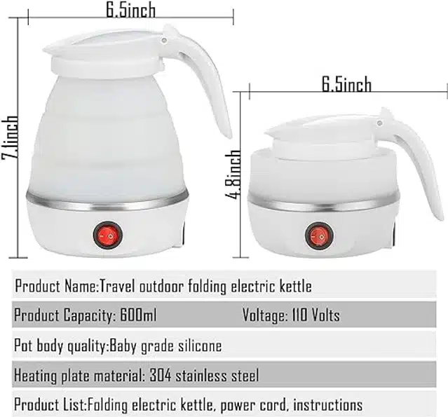 Foldable Electric Kettle (White, 750 ml)