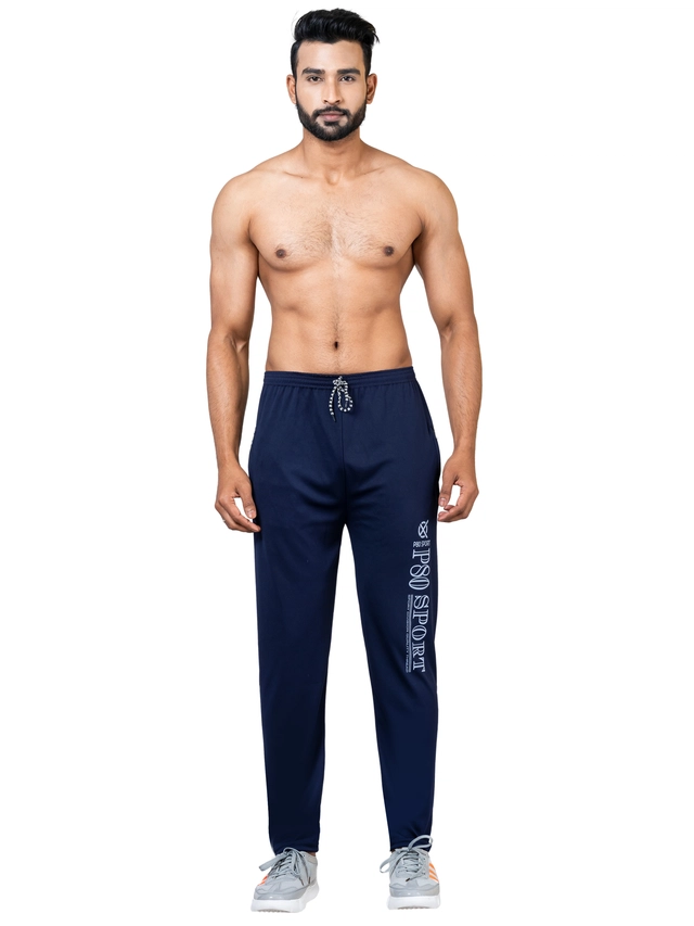 Polyester Printed Trackpant for Men (Navy Blue, XS)