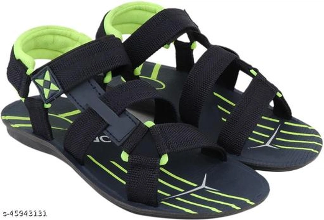 Sandals for Men (Black & Green, 6)