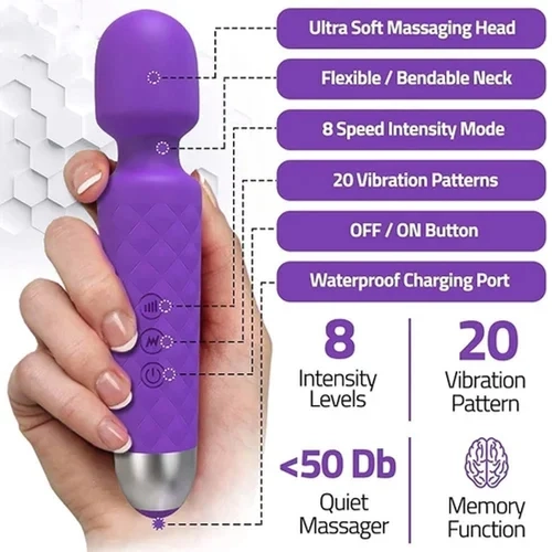 Personal Rechargeable Vibrator Body Massager (Purple)