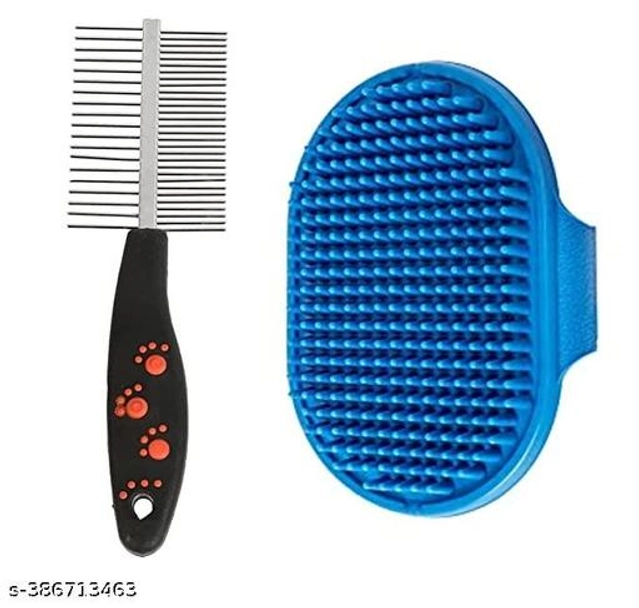 2 in 1 Massage Brush with Hair Straightening Brush for Pet (Multicolor, Set of 2)