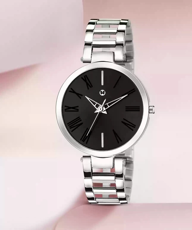 Analog Watch for Women (Silver & Black)