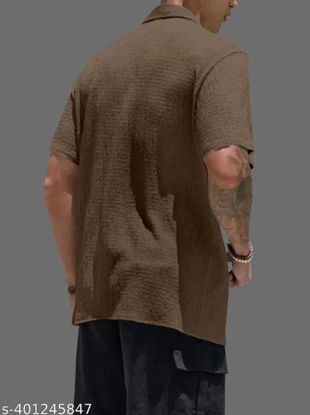 Half Sleeves Shirt for Men (Rust, S)