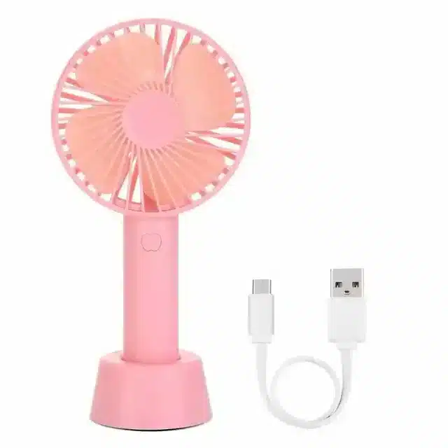 K Kudos Mini Usb/Battery Air Cooling Handheld Palm Leaf Table Fan With Rechargeable Battery For Home And Offices