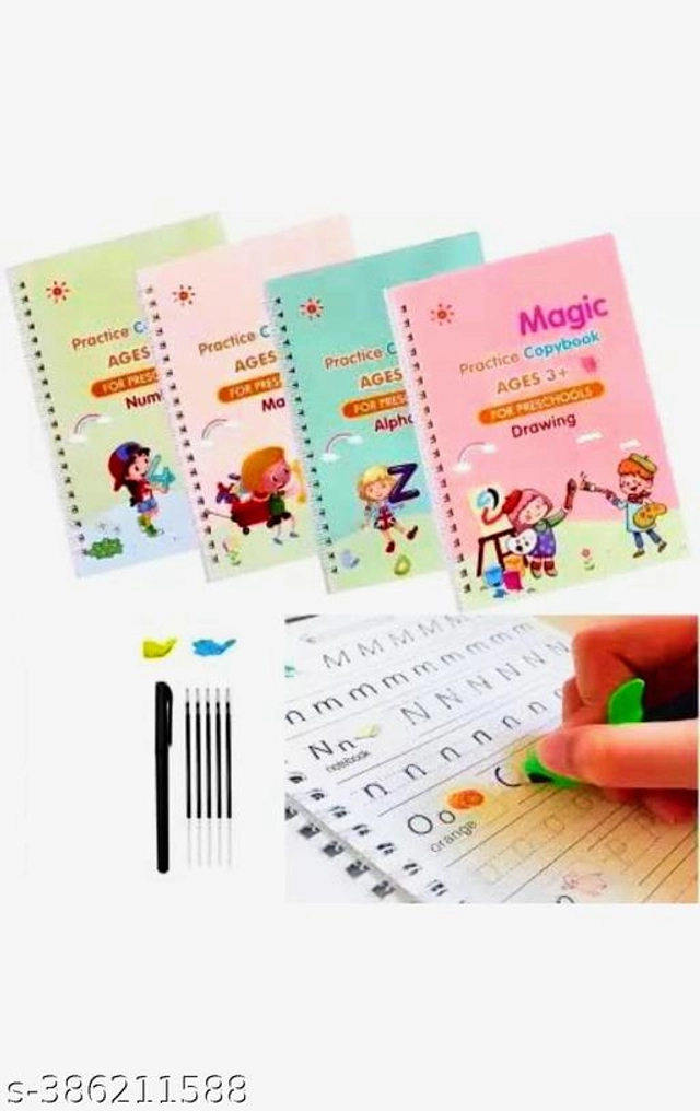 Magic Practice Copybook (4 Pcs) with 10 Pcs Refill for Kids (Set of 2)