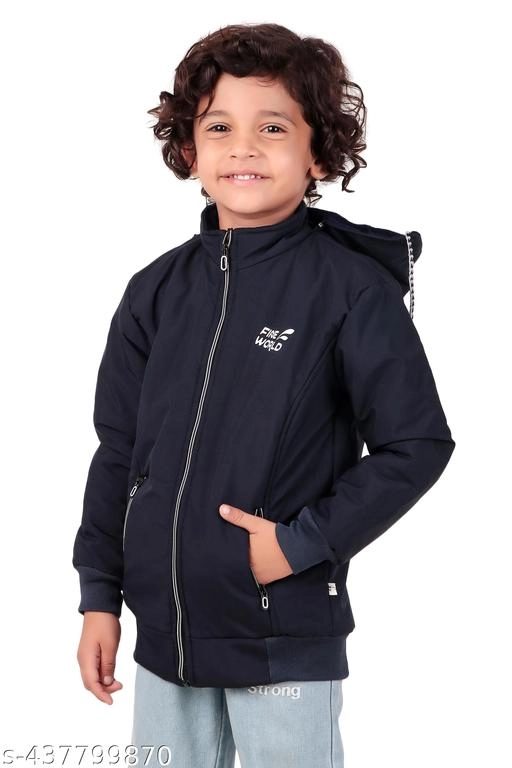 Polyester Jacket for Boys (Navy Blue, 1-2 Years)