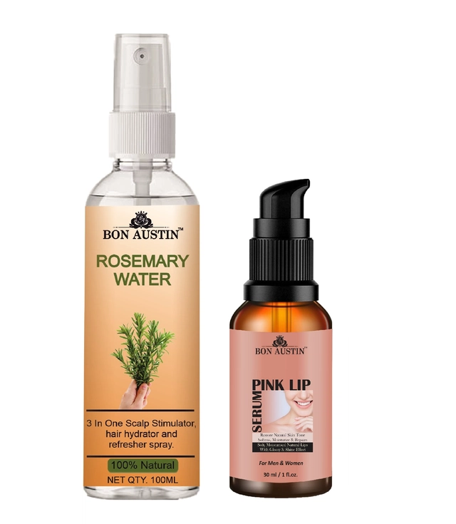 Bon Austin Natural Rosemary Water (100 ml) with Pink Lip Serum (30 ml) (Set of 2)