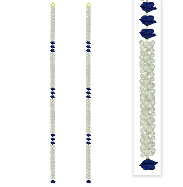 Ihandkart Artificial Handmade Jasmine with Rose Flower Plastic (White, 60 Inches) (Pack of 2) (IH-435)
