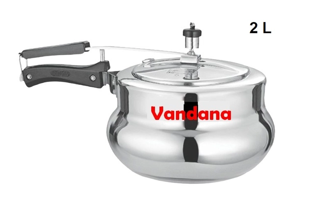 Vandana 2 L Handi Aluminium InnerLid Pressure Cooker Gas Stovetop Compatible (Pack of 1)