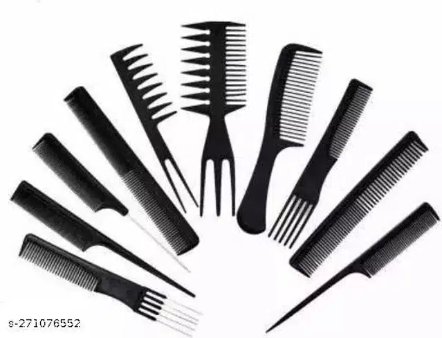 Plastic Hair Combs (Black, Pack of 10)