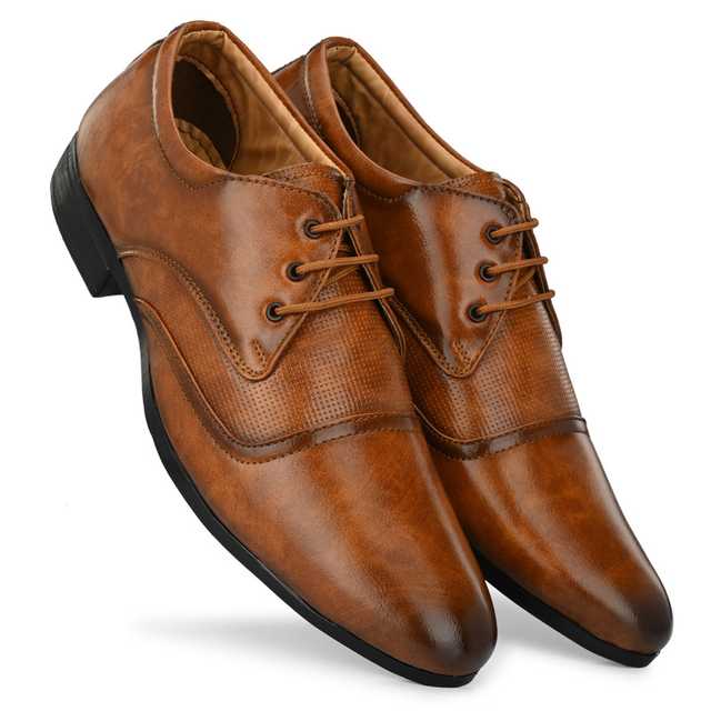 Katenia Synthetic Men Formal Shoes (Tan, 8) (KF-12)