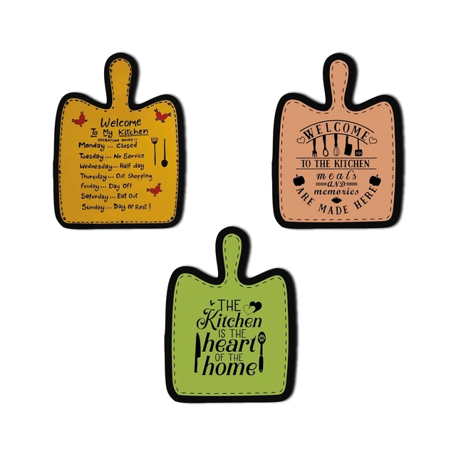 Wooden Fridge Magnets (Multicolor, Pack of 3)