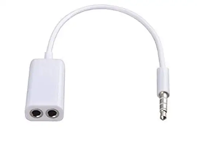 Plastic 3.5mm Audio Jack Headset Splitter Adapter Aux Stereo (White)