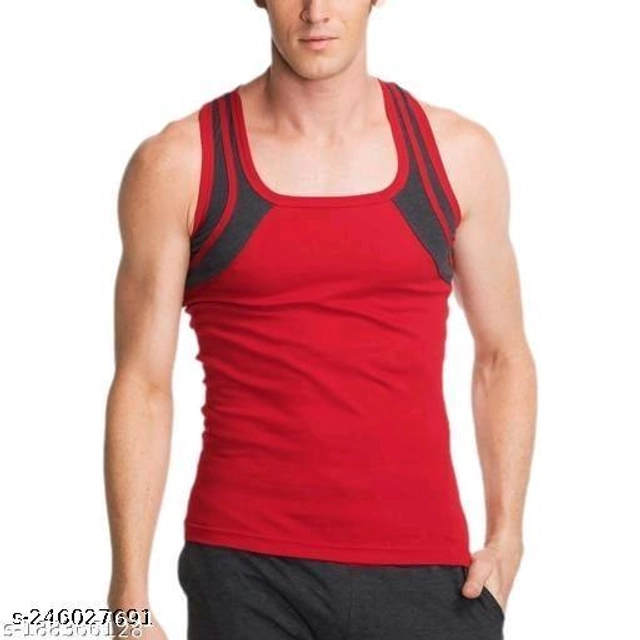 Cotton Vests for Men (Red & Black, XS) (Pack of 2)