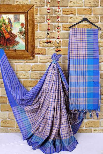Yashika Designer Women's Saree Cotton Silk With Unstitched Blouse Piece (Blue, 5.2M) (Y-177)