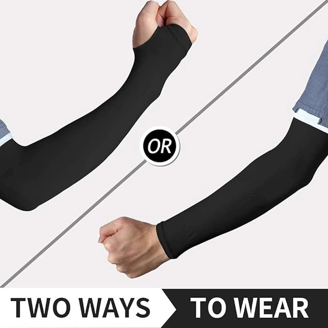 Polycotton Arm Sleeves for Men & Women (Black, Set of 1)