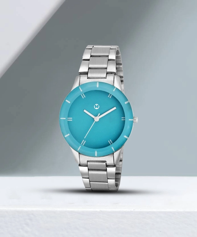 Analog Watch for Women (Silver & Green)