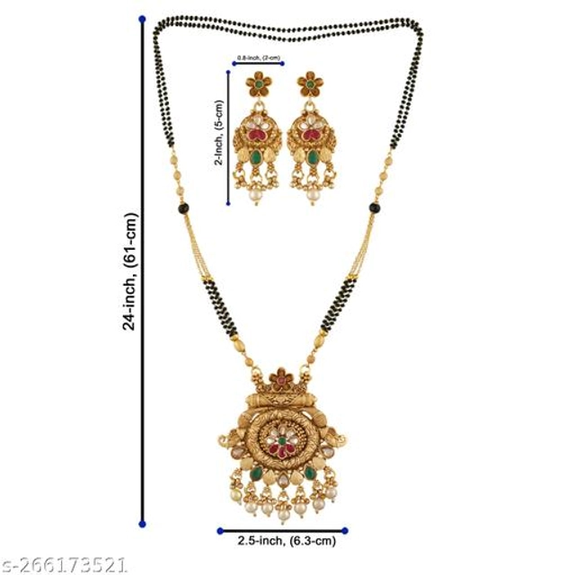 Alloy Mangalsutra with Earrings for Women (Multicolor, Set of 1)