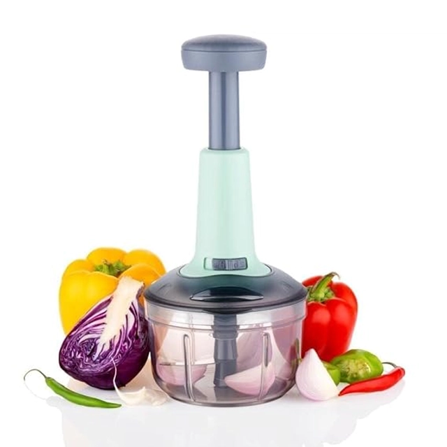 Plastic 2-in-1 Push Vegetable and Fruit Chopper (Multicolor, 900 ml)