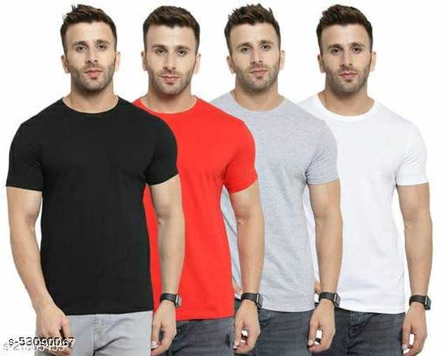 Salebird Casual Cotton Blend Men Solid T-shirt (Pack Of 4) (Multicolor, XL) (SC-50)