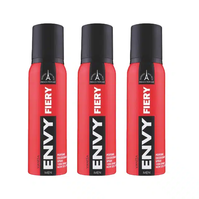 Envy Fiery Deodorant Body Spray for Men (Pack of 3, 120 ml)