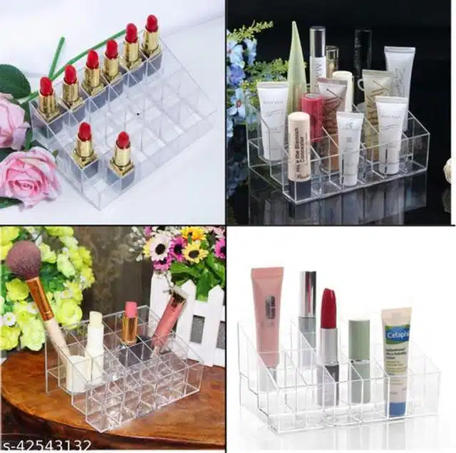 Plastic 24 Grid Makeup Kits Organizer (Transparent)