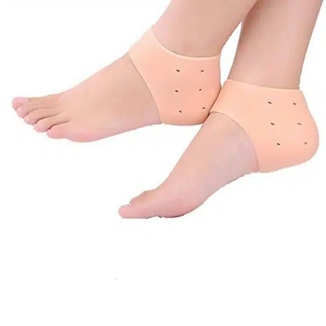 Reusable Silicone Foot Heel Socks (Orange, Set of 1)