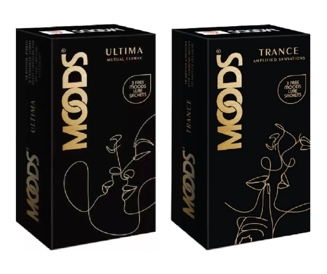 Mood Ultima Mutual Climax Condom (10 Pcs) with 1 Moods Trance Amplified Sensations Condom (10 Pcs) (Set of 2)