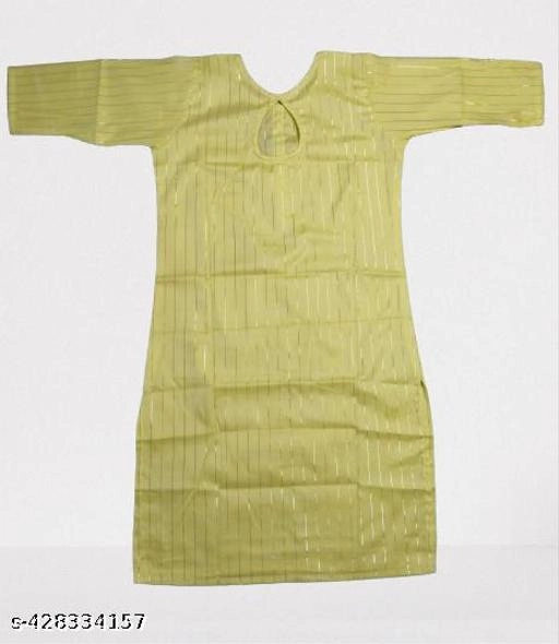 Cotton Blend Solid Kurti for Women (Yellow, Xl)