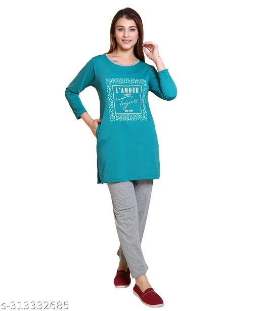 Woolen Nightsuit for Women (Bottle Green, XXXL)