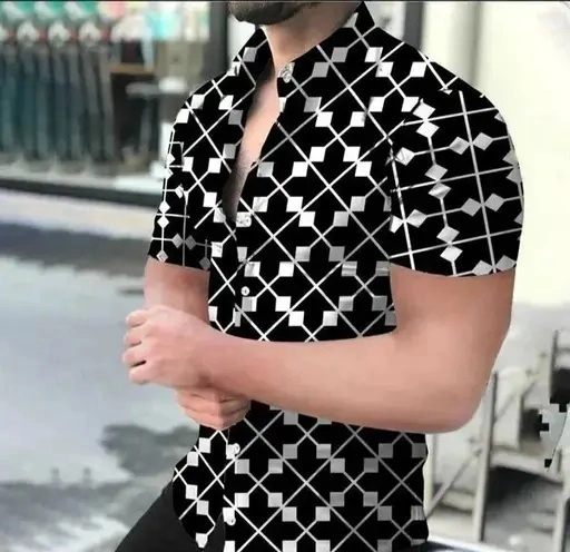 Half Sleeves Printed Shirt for Men (Multicolor, 38)