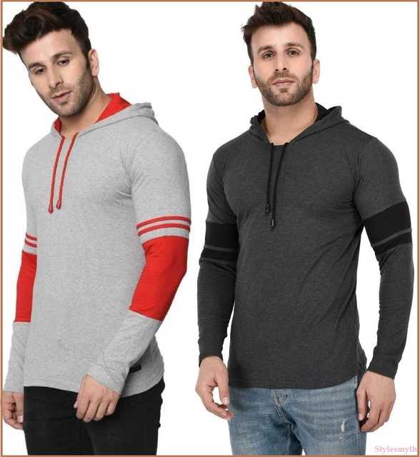 Men's Hooded Sweatshirt (Pack of 2) (Multicolor, XL) (SVG-93)