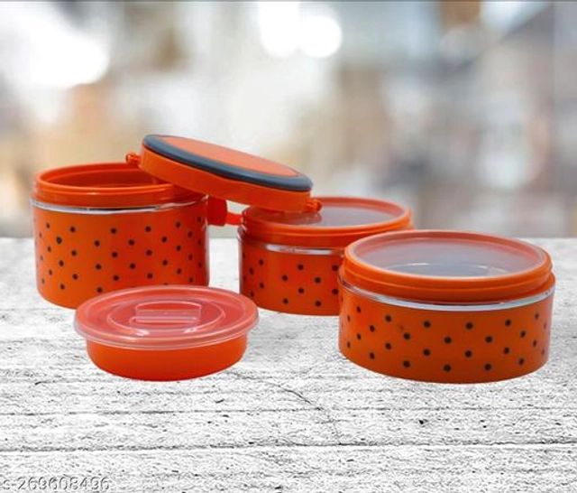 Plastic 3 Layer Lunch Box (Orange)