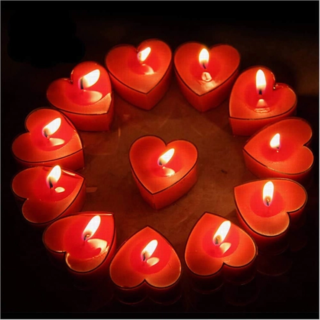 12 Pcs Heart Shaped Tea Light Candles