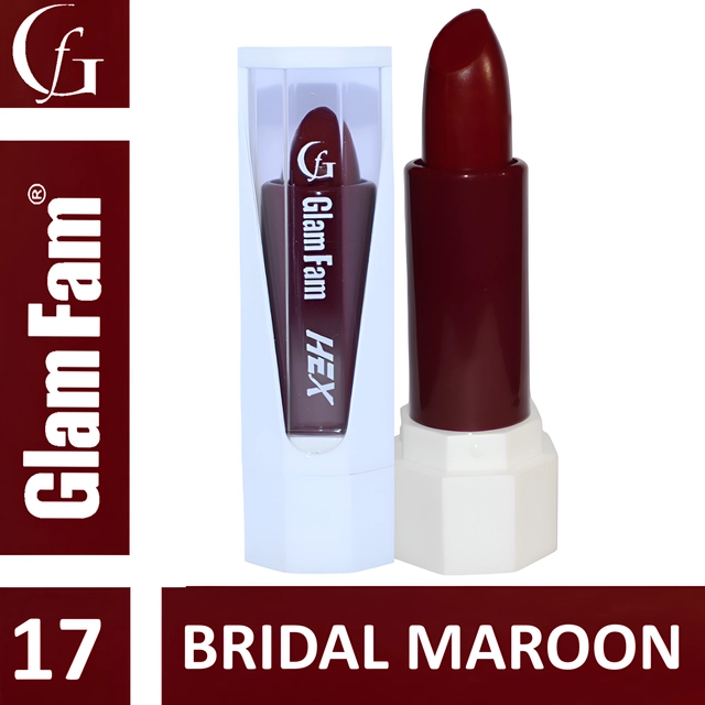 Glam Fam Smudge Proof Creamy Ultra Matte Long Lasting Lipstick (Bridal Maroon)