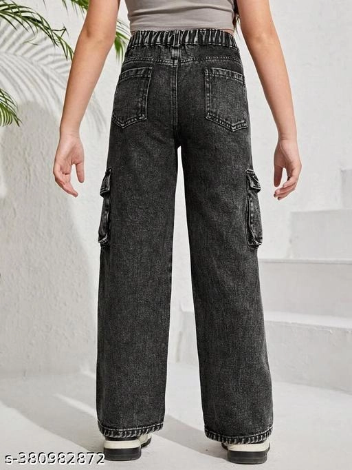 Denim Jeans for Girls (Black, 3-4 Years)