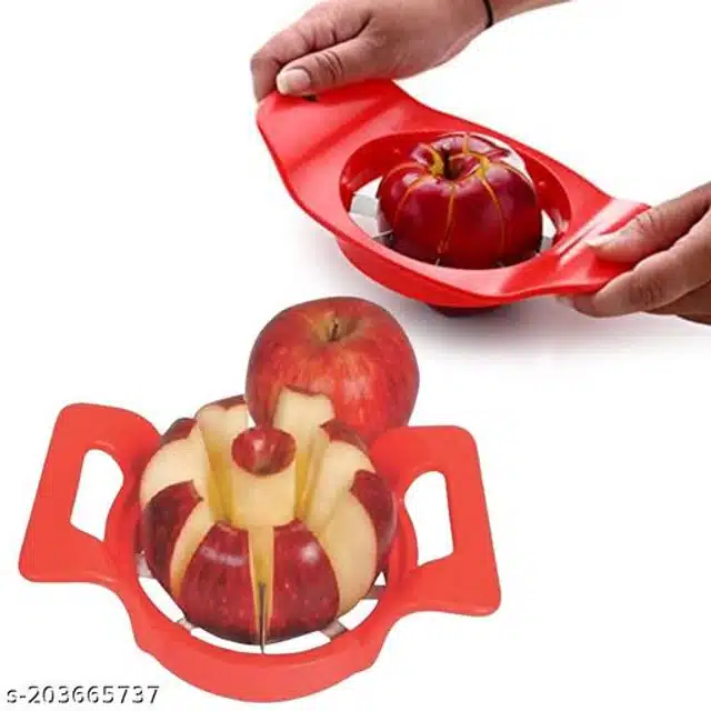 Stainless Steel Fruit Slicer (Red & Silver, Pack of 2)