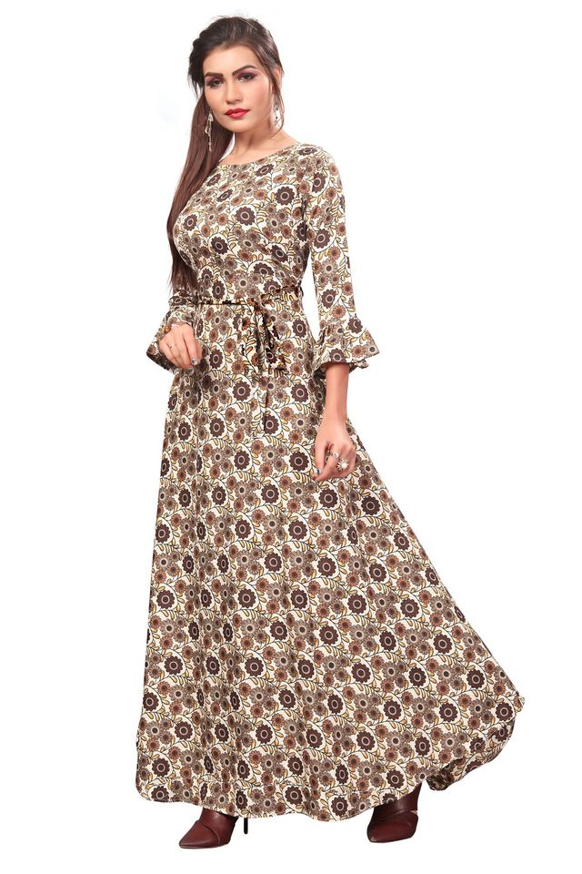 Fit and Flare Gown for womens (Multicolor, XXL) (NE6)