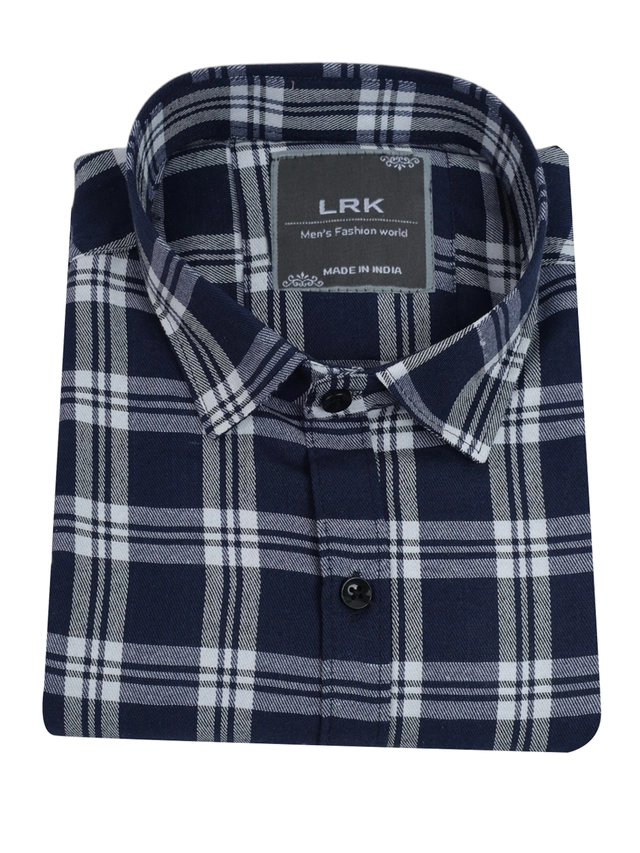 Full Sleeves Checked Shirt for Men (Blue, L)