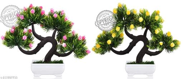 Plastic Artificial Plant (Multicolor, Pack of 2)