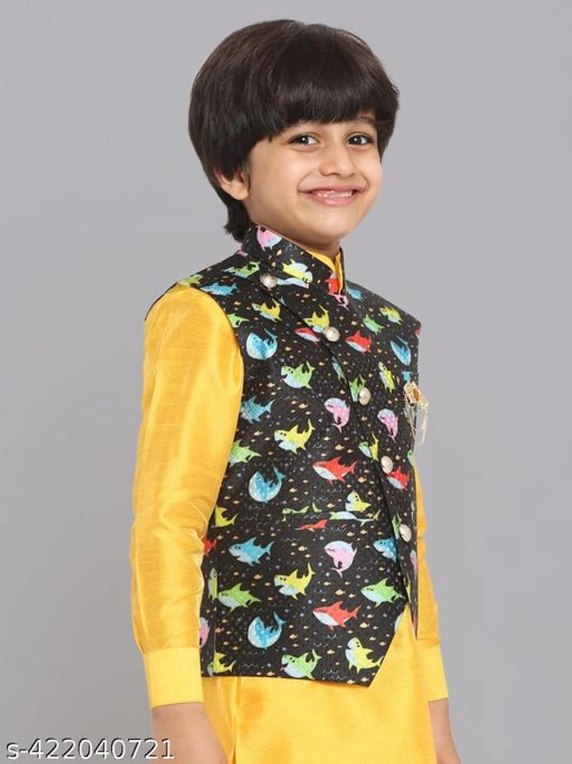 Art Silk Ethnic Jackets for Boys (Multicolor, 1-2 Years)