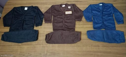 Woolen Thermal Set for Kids (Multicolor, 0-3 Months) (Set of 3)