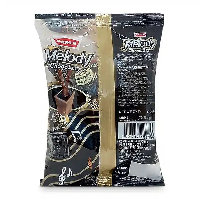 Parle Melody Chocolaty Toffee 175.95g + 19.55g Free  Pouch Free 5 Units Inside