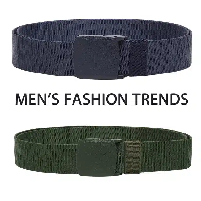 Canvas Belt for Men (Pack of 2) (Multicolor, 42)