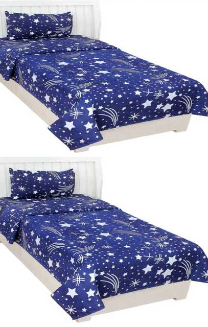 Shakrin Microfibre 2 Single Bedsheets With 2 Pillow Covers (Multicolor, 228 cm X 152 cm) (Pack Of 2) (S-03)