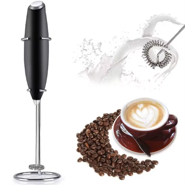 Rechargeable Coffee Beater with Stand (Black & Silver)