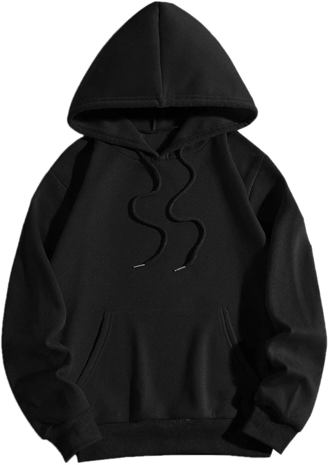 Cotton Blend Solid Hoodie for Men (Black, M)